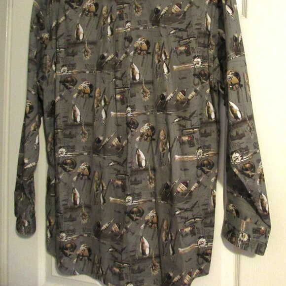 Men's NORTH RIVER OUTFITTERS Long Sleeve Shirt Fishing Reels Size L - Picture 2 of 4